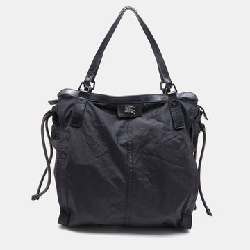 BURBERRY Black Nylon and Leather Buckleigh Tote