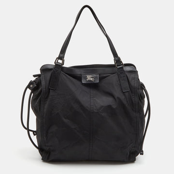 BURBERRY Black Nylon and Leather Buckleigh Tote