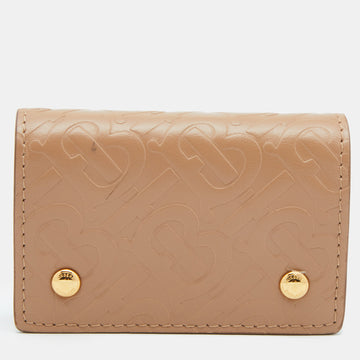 BURBERRY Beige TB Embossed Leather Jessie Card Case