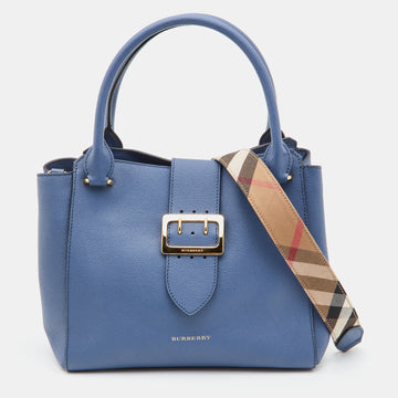 BURBERRY Blue Leather Medium Buckle Tote