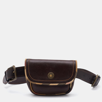 BURBERRY Brown Leather and Canvas Vintage Belt Bag