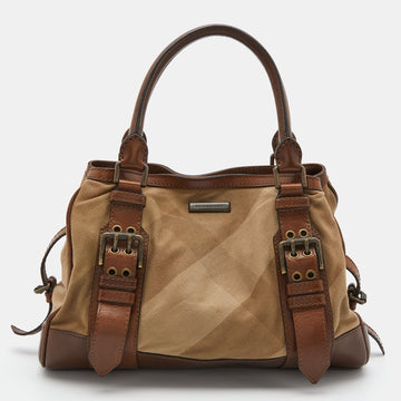 BURBERRY Beige/Brown Nova Check Canvas and Leather Tote