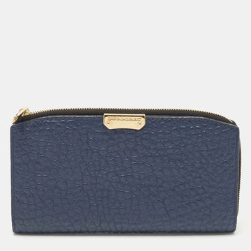 BURBERRY Navy Blue Textured Leather Alvington Wallet