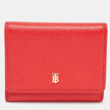 BURBERRY Red Leather Sidney Trifold Wallet