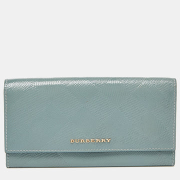 BURBERRY Green Patent Leather Continental Wallet