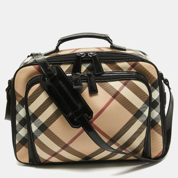 BURBERRY Black/Beige Supernova Check PVC and Patent Leather Diaper Bag