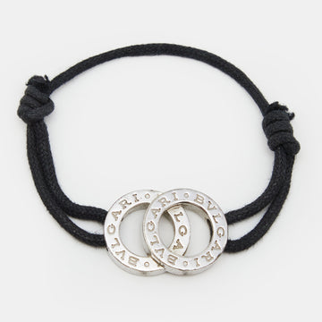 Bvlgari Bvlgari Interlocking Circles Sterling Silver Adjustable Cord Bracelet