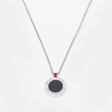 Bvlgari Sterling Silver Onyx & Ruby Save The Children Pendant Necklace