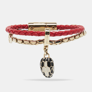 Bvlgari Serpenti Forever Amaranth Garnet Red Leather Bracelet