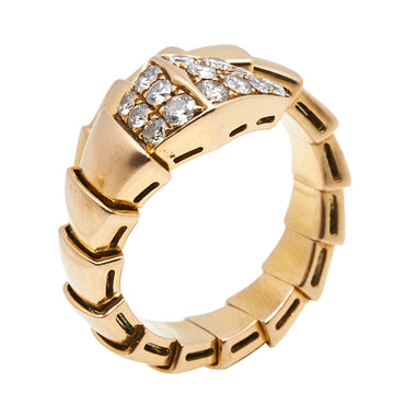 Bvlgari Serpenti Viper Diamond 18k Rose Gold Ring Size M