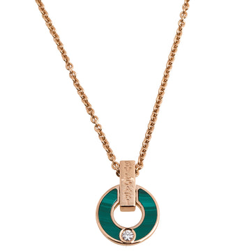 Bvlgari Bvlgari Malachite Diamond 18k Rose Gold Pendant Necklace