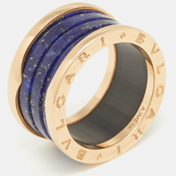 Bvlgari B.Zero1 Lapis Lazuli 18K Rose Gold Band Ring Size 56