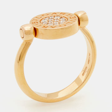 Bvlgari Bvlgari Jade Diamonds 18k Rose Gold Flip Ring Size 53