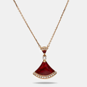 Bvlgari Divas' Dream Carnelian Diamond 18k Rose Gold Pendant Necklace