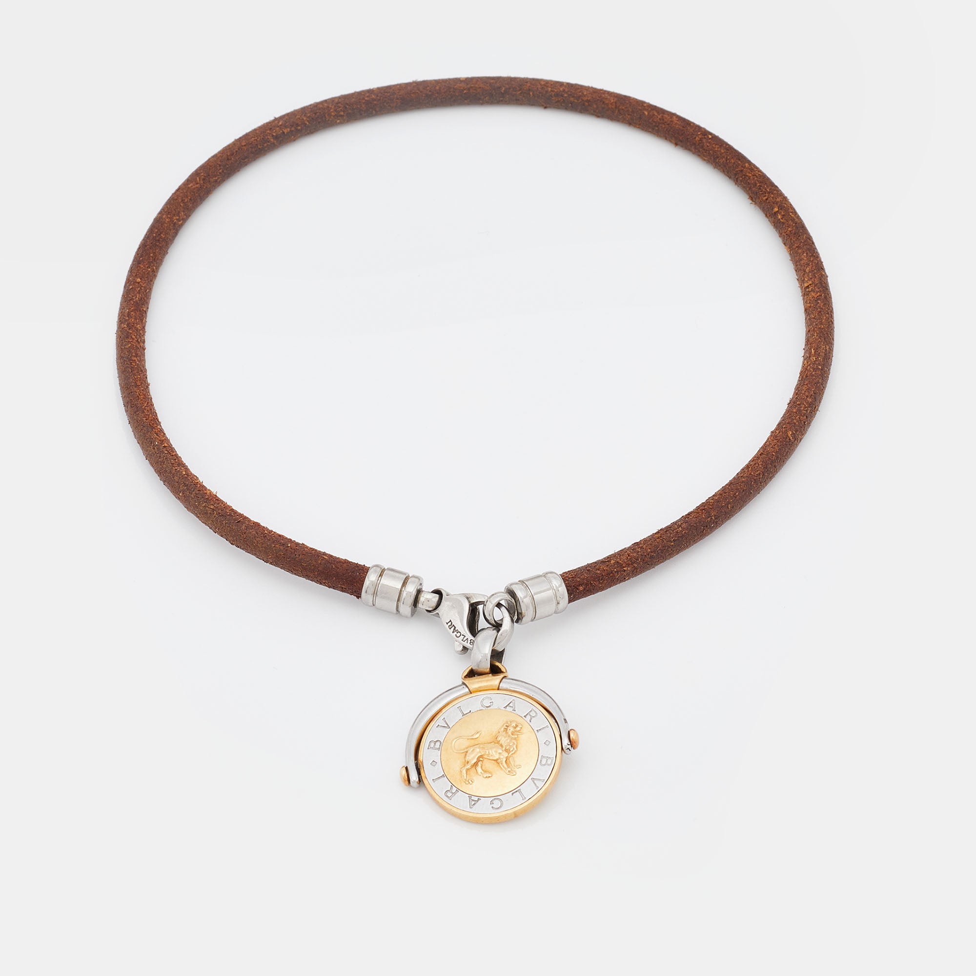 Bulgari leather discount choker with pendant