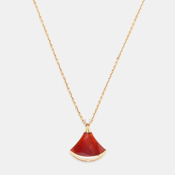 Bvlgari Divas' Dream Carnelian Diamond 18k Rose Gold Pendant Necklace