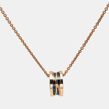 BVLGARI B.Zero1 Ceramic 18k Rose Gold Pendant Necklace