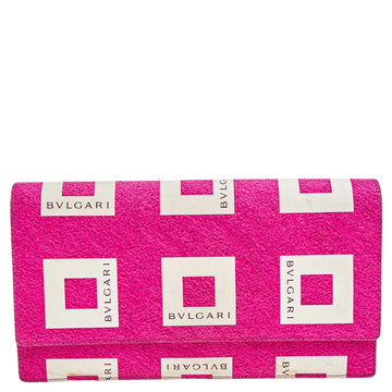 Bvlgari Pink/White Logo Print Fabric Clutch