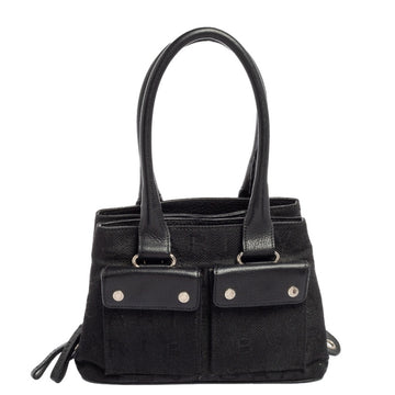 Bvlgari Black Canvas And Leather Front Pocket Satchel