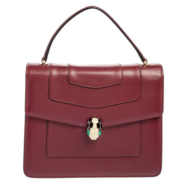 Bvlgari Burgundy Leather Serpenti Forever Top Handle Bag