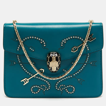 Bvlgari Turquoise Leather Pop Heart Serpenti Forever Shoulder Bag