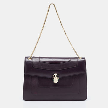 Bvlgari Plum Leather Medium Serpenti Forever Shoulder Bag