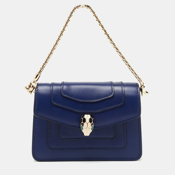 Bvlgari Blue Leather Small Serpenti Forever Shoulder Bag