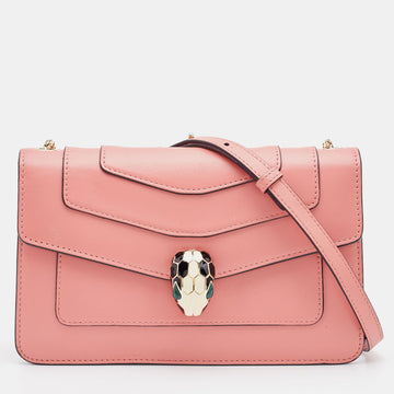 BVLGARI Peach Leather Serpenti Forever Crossbody Bag