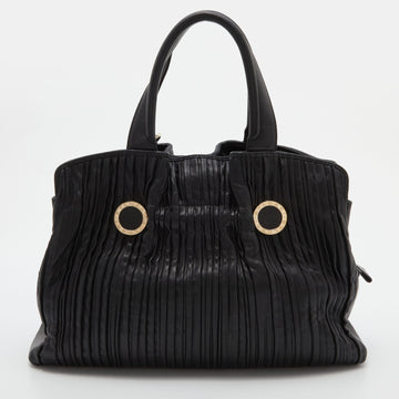 BVLGARI Black Leather Twistino Tina Satchel