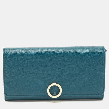 BVLGARI Green Leather   Flap Continental Wallet