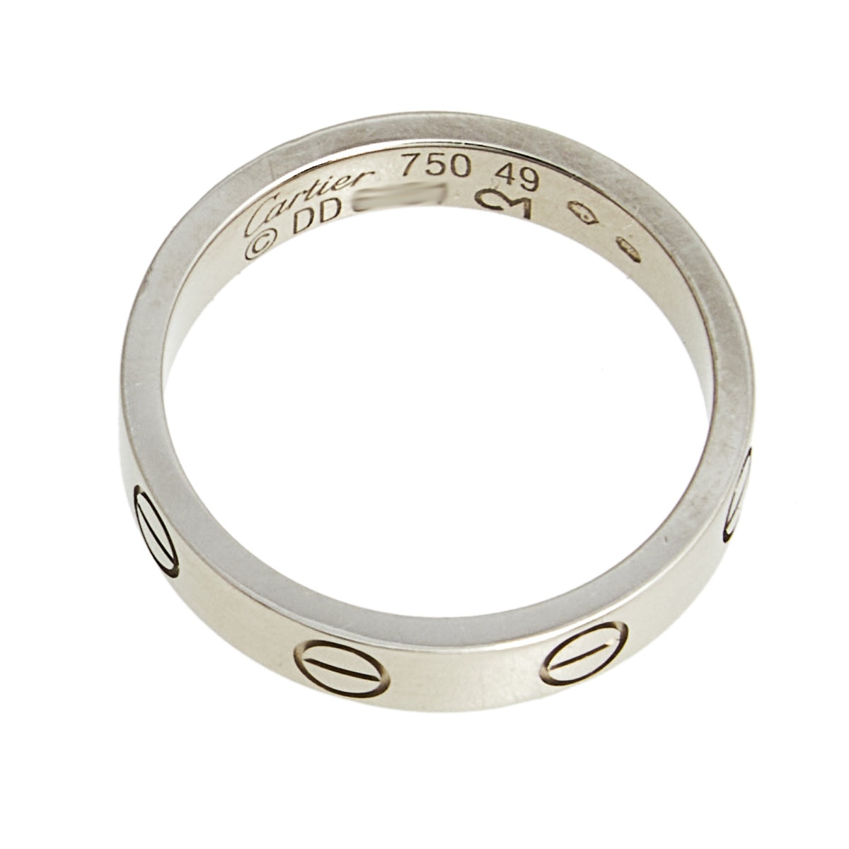 Cartier Love 18k White Gold Narrow Wedding Band Ring Size 49