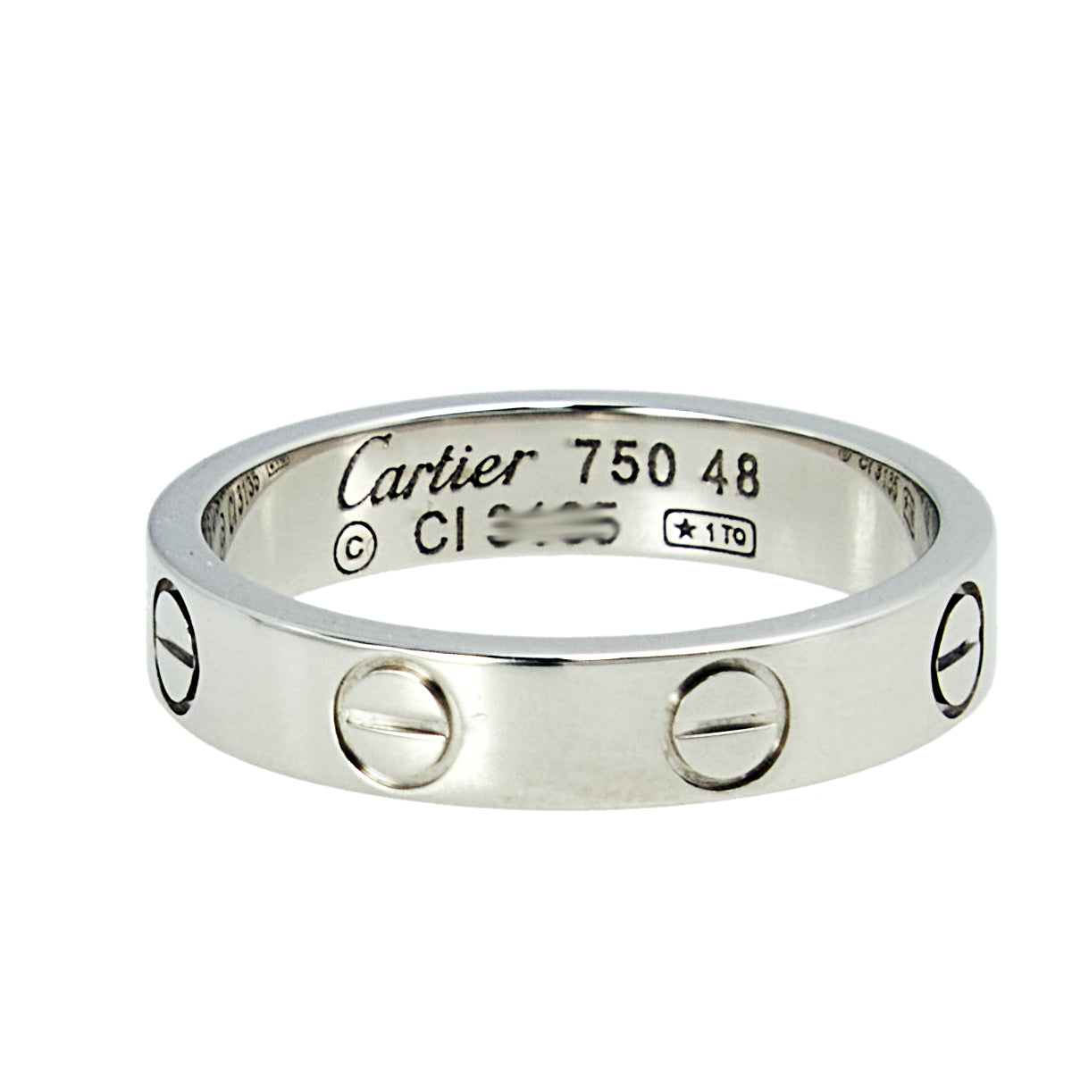 Cartier Love 18k White Gold Narrow Wedding Band Ring Size 48