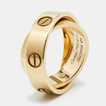 Cartier Double Love 18k Yellow Gold Band Ring Size 51