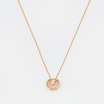 Cartier Amulette De Cartier Pink Opal Diamond 18k Rose Gold XS Model Necklace