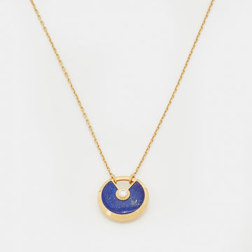 Cartier Amulette De Cartier Lapis Lazuli Diamond 18k Yellow Gold Small Model Necklace