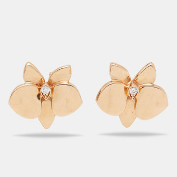 Cartier Caresse d’Orchidees Par Cartier Diamonds 18k Rose Gold Stud Earrings