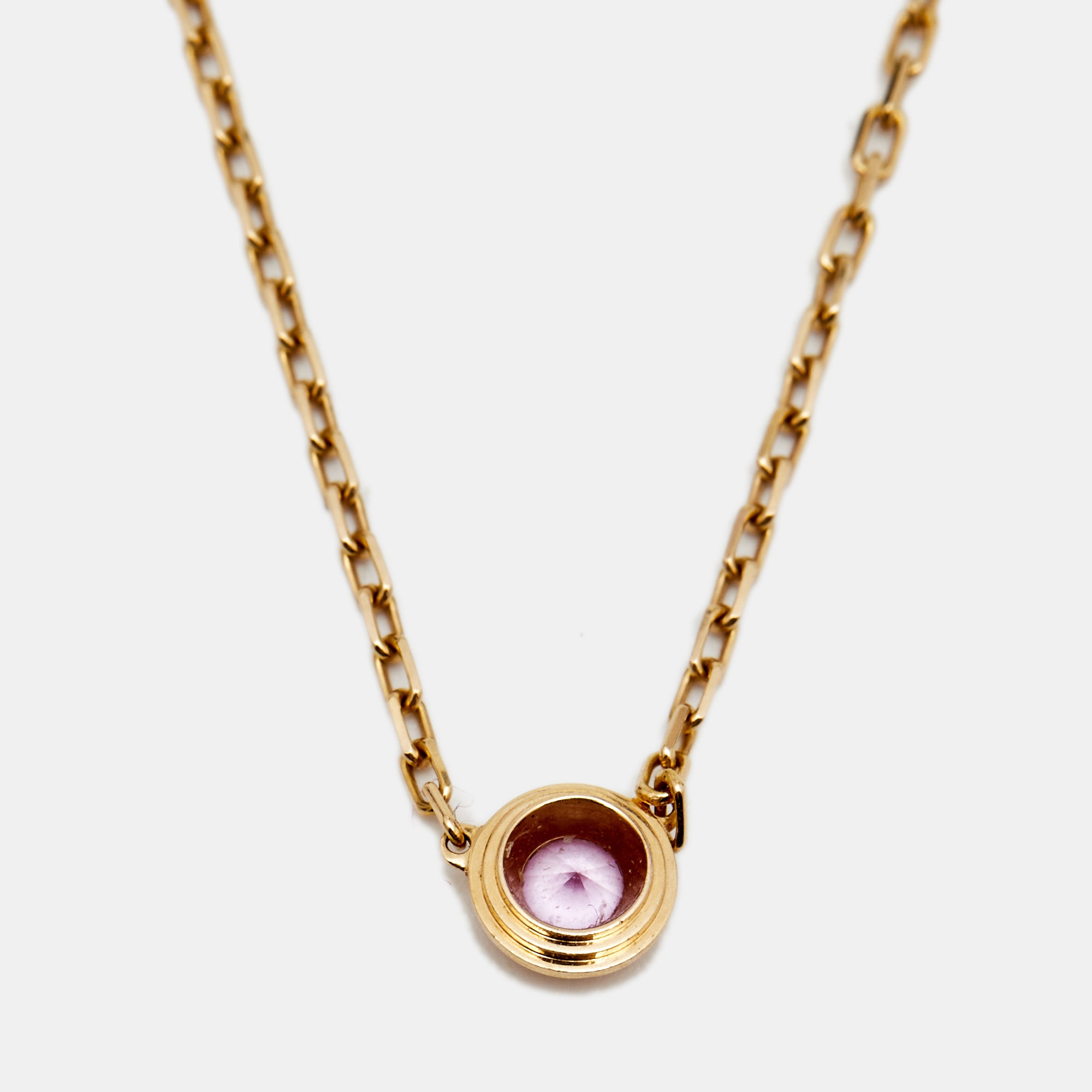 Cartier D amour Pink Sapphire 18k Rose Gold Chain Necklace