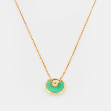 Cartier Amulette De Cartier Chrysoprase Diamond 18k Yellow Gold Necklace