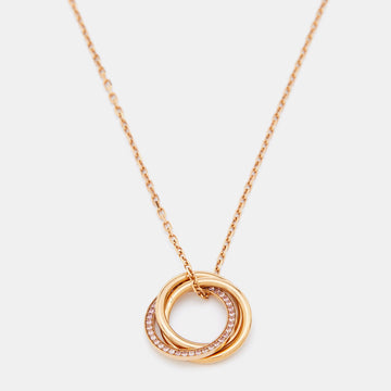 Cartier Trinity Pink Sapphire 18k Rose Gold Pendant Necklace