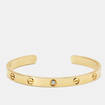 Cartier Love 1 Diamond 18k Yellow Gold Open Cuff Bracelet 18