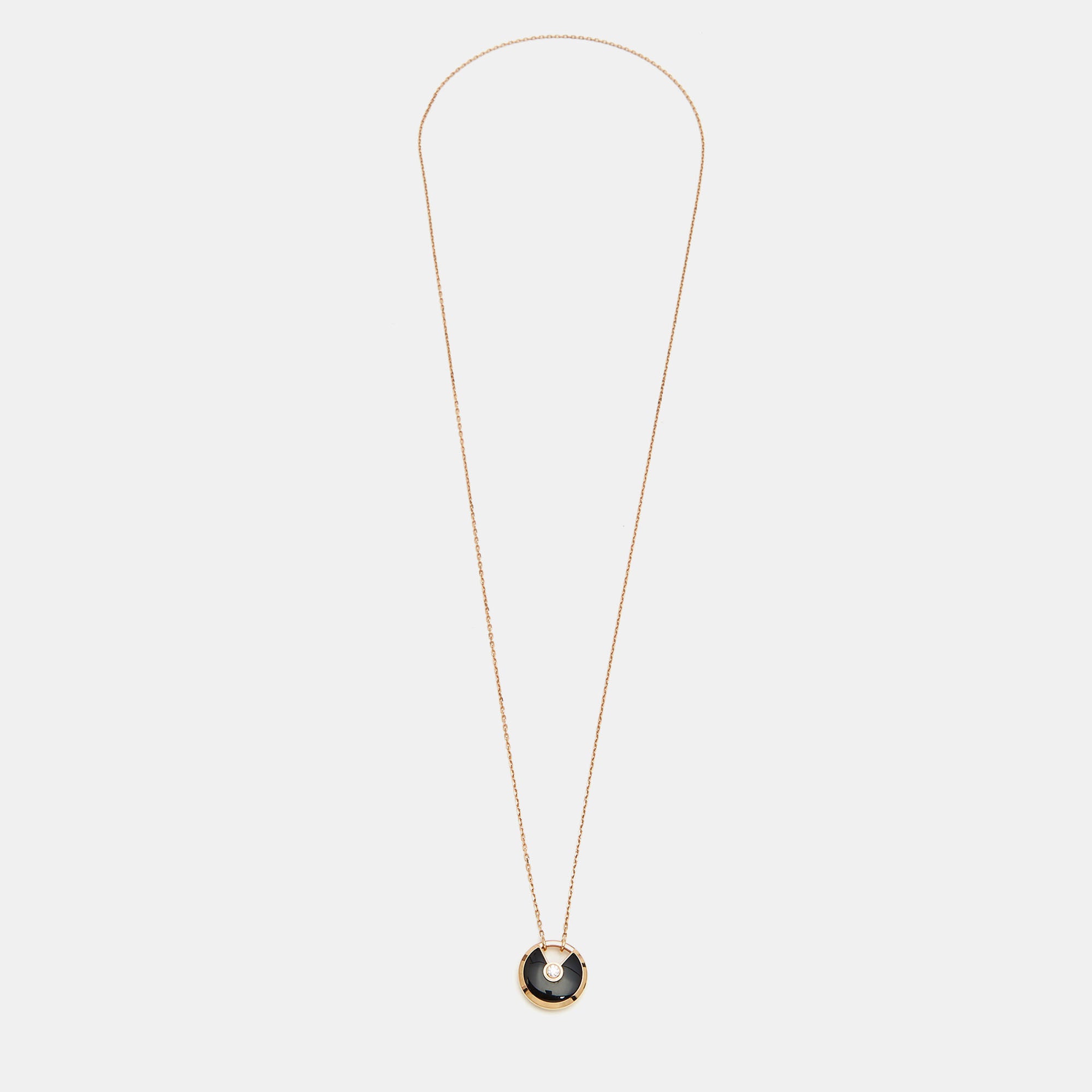 CARTIER Amulette de Onyx Diamond 18k Rose Gold Small Model Necklace