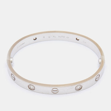 CARTIER Love 4 Diamonds 18K White Gold Bracelet 16