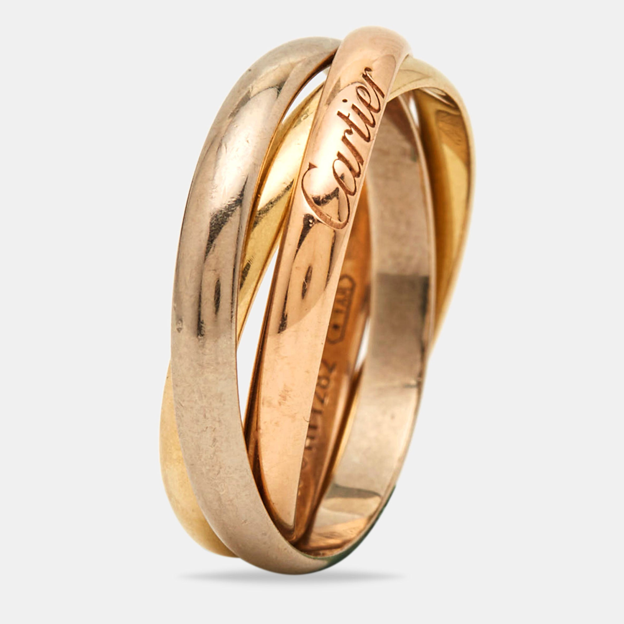 CARTIER Trinity 18k Three Tone Gold Ring Size 56