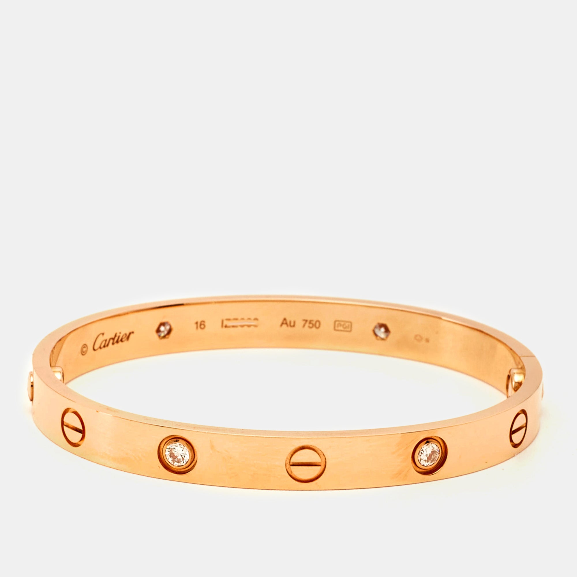 CARTIER Love 4 Diamond 18k Rose Gold Bracelet 16