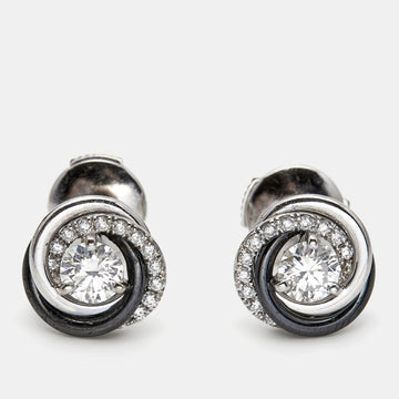 CARTIER Trinity Ceramic Diamond 18k White Gold Earrings