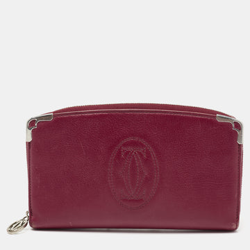 Cartier Burgundy Leather Marcello Zip Around Wallet