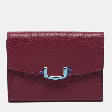 Cartier Maroon Leather C De Cartier Compact Wallet