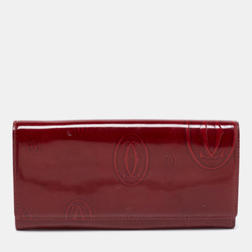 Cartier Maroon Patent Leather Happy Birthday Continental Wallet