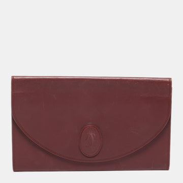 Cartier Burgundy Leather Vintage Les Must de Cartier Clutch