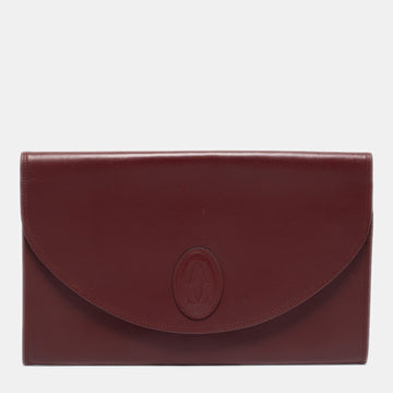 Cartier Burgundy Leather Vintage Les Must de Cartier Clutch